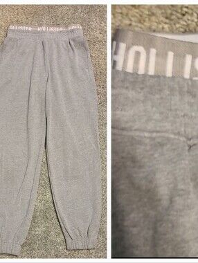 Hollister Light Gray Logo Elastic Waist Joggers